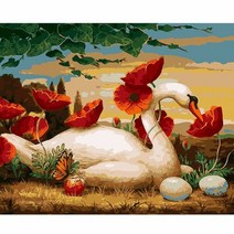 보석십자수 천년의사랑 커플백조 속삭이는 러브스완 유화감그림 큐빅아트 집콕취미 인테리어 집중력향상 웨딩 신혼 선물 액자없음 비즈 구슬 수제공예 DIY만들기세트 18종, 커플백조3번, 30*40CM
