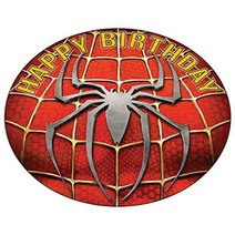 7.5 Inch Edible Cake Toppers – Spider Man Logo Themed Birthday Party Collection of Edible Cake Decor, 1