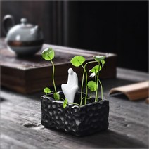 도자기 인형 사각수반 다화꽂이