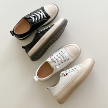 슈리오 여성 소가죽 베이직 심플 키높이 통굽 스니커즈 5cm