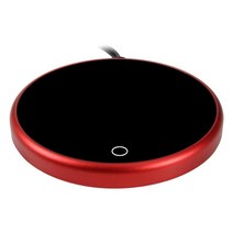 커피잔 워머 히터 코스터 15W 쿠션 가정용 자동 차단 플레이트, 빨간색, 120x120x13mm, 알루미늄 합금
