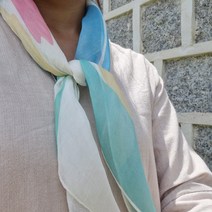[자체제작] 아리 Color Play Wing 린넨실크 미니마름모 스카프 (민트)