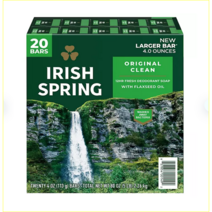 Irish Spring Bar Soap Original Clean (4 oz. 20 ct.), 1box, 80oz