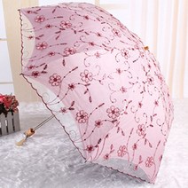 uv 자외선차단 고급 레이스 꽃무늬 암막 검정 핑크 퍼플 블랙 3단 양산