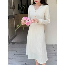 솔리드 앞 버튼 드레스