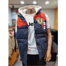 지프 W몰 지프 지프 Jeep 남녀공용 후드 탈부착 컬러블럭 패딩 베스트 GK4JPU605