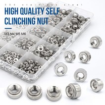 번데기너트 퀵서트 인서트너트 NINDEJIN 450pcs PEM 리벳 너트 스테인레스 스틸 자체 크리 깅 CLS M3 M4 M5, 한개옵션0