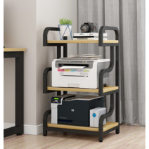 프린터선반 받침대 테이블 복합기 탁상형 2단 3단 4단 진열장 거치대, 어두운갈색 호두 나무 검은 색