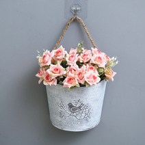 꽃병 생화 조화 화병 목가적 인 프랑스 스타일 벽 마운트 꽃 냄비 방꾸미기 데코 소품, 01 Silver