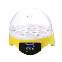 병아리부화기 가정용 자동 계란 달걀 mini 7 egg incubator poultry incubator brooder 디지털 온도 부화장 인큐베이터 해처 치킨 오리 새 비둘기, 노란색, 나는 플러그