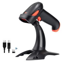 Tera 프로 무선 2D QR 바코드 스캐너 스탠드 포함 3IN1 블루투스 2.4GHz USB 유선 진동 경고 모델 HW0002로 스마트폰 태블릿 PC 연결, Orange