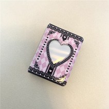 콜북 콜렉트 점보 1단 2단 포카 북 블랙 격자 무늬 사진 하트 할로우 돌 앨범, 검은색
