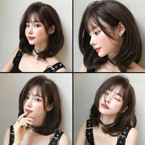PS 여자단발가발 볼륨매직 웨이브 통가발 내츄럴 C컬펌 가발, 콜드브라운