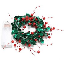 크리스마스리스 led 인공 베리 포도 나무 xmas 2023 문 홈 장식 새해 장식품 문자열 조명 분위기, 3m 30LED