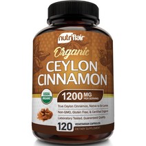 (미국직배) Nutrifair 실론 시나몬 캡슐 120캡슐 Ceylon Cinnamon (Made with Organic Ceylon Cinnamon), 1개, 120정