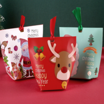 크리스마스 선물 포장 상자(10장세트) 사탕 구디백 박스, 포장상자 레드-10P