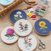 [수틀포함] 프랑스자수 꽃 만들기 DIY 패키지 10종 (택1) / 취미 키트, 1개, 6.데이지