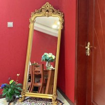 골드전신거울 현관 빈티지 엔틱 욕실 스탠드 옷가게 거실, 기타, 없음, 스몰 골드 벽걸이 122x69CM