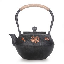 핸드메이드 티포트 차 다도 주전자일본식주물 무쇠, 옵션01, 1개