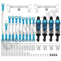WPL C14 C24 MN D90 MN99S 너트 잠금 장치가있는 금속 조향 링크 타이로드 마운트 충격 흡수 장치 키트 1/12 MN40 MN45 MN99 1/16, [05] MN Blue