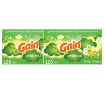 게인 패브릭 소프트너 건조기시트 120장 Gain Fabric Softener Dryer Sheets Original, 2팩