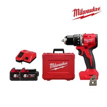 밀워키 M18 BLPDRC-502C 18V 5.0Ah 콤팩트 브러쉬리스 해머드릴 드라이버(배터리2 충전기1) 세트