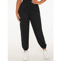SHEIN PETITE 솔리드 탄력 허리띠 조거 팬츠