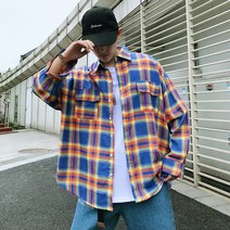 KORELAN Ins 슈퍼 핫 체크 무늬 긴팔 셔츠 남성 조수 느슨한 성격 얼짱 조수 브랜드