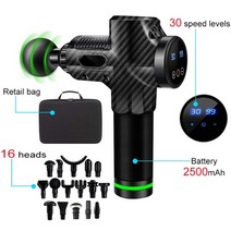 전기안마기 마사지기 목어깨 30 속도 레벨 근막 총 슬리밍 바디 뒤 발 다리 근육 총 타악기, 2500mah 16head 09cf, 영국