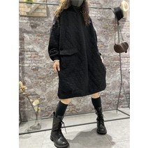 경량패딩원피스 퀼팅 누빔 복고풍 폴라 오버핏