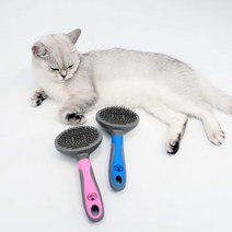 동동이네 고양이 브러쉬 죽은털 엉킨털 진드기 제거 원터치 브러쉬 장모용 단모용 털날림 방지 애견브러쉬 고양이빗, 블루 단모