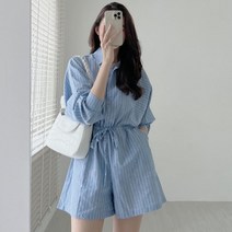 봄여름 캐주얼 무드 점프슈트 반바지 점프슈트 와이드 팬츠