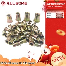 [캐로플] ALLSOME 300pcs M3 M4 M5 M6 M8 M10 헤드 리벳 너트 세트 팅 멀티 사이즈 코 로케이션 박스 HT2599