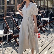 체리빌레 보고또봐도 린넨 플레어 카라 롱원피스