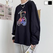 제이엠컴-LD-343 베어 긴팔티 (오버핏) 남성긴팔티 라운드티셔츠 남성티셔츠 남자긴팔티 캐주얼티셔츠-JM