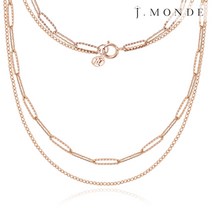 14K 18K 2줄 클립 컷팅 링크 목걸이