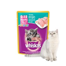 위스카스 고양이 주식 파우치 주니어 참치, 80g, 24개