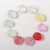 [6554-04]글라스통과형 장미 양면 13x14mm 1개