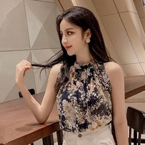 [Myshe]여름 홀터넥 나시 블라우스 여자 시폰 민소매 블라우스 XiaoM01706FEI706SY03