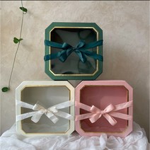 다올보자기 투명 팔각 과일 플라워 기프트 선물상자 낱개 상품, 핑크