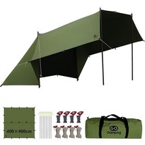 GOGlamping HENGEN 원터치텐트 차박 글램핑 캠핑용품 장비 대여 렌탈 자외선차단 그늘막, 녹색(4m) HENGEN+