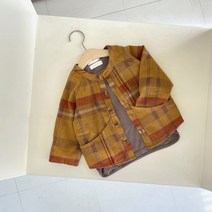 세인트키즈 머스터드체크 아기남방 아동가디건