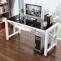 제일퍼니처 디자인끝판왕 뉴아트 강화유리 책상 8종 컴퓨터책상 철제 사무실 PC 강화유리책상 게이밍책상 컴퓨터테이블 학생책상 서재책상 사무용책상 1인용 2인용, 선택04_뉴아트_블랙화이트W100