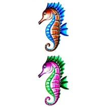 가정 거실 정원 울타리 마당에 대한 2x 해마 벽 장식, 금속, 설명한대로