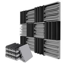 조립식 방음 부스25x25x5cm 스튜디오 어쿠스틱 폼 패널 사운드 크리에이티브 불규칙 방음 스폰지 패드 흡, 06 black gray_01 12pcs