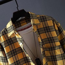 패션 느슨한 모든 경기 봄과 가을 남성 셔츠 체크 무늬 셔츠