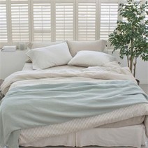 아트박스/스페이스샵 그린티 린넨 침구 풀 세트 퀸