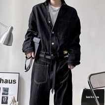남성 데님 청 점프슈트 점프수트 오버핏 와이드 오버롤 팬츠 진청 연청 흑청 중청 2021