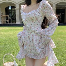 플라워 언발 캉캉 휴양지 바캉스 미니 원피스