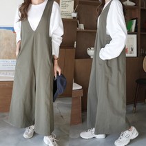 하늘바라기 여성용 양브이 옆 밴딩 점프수트